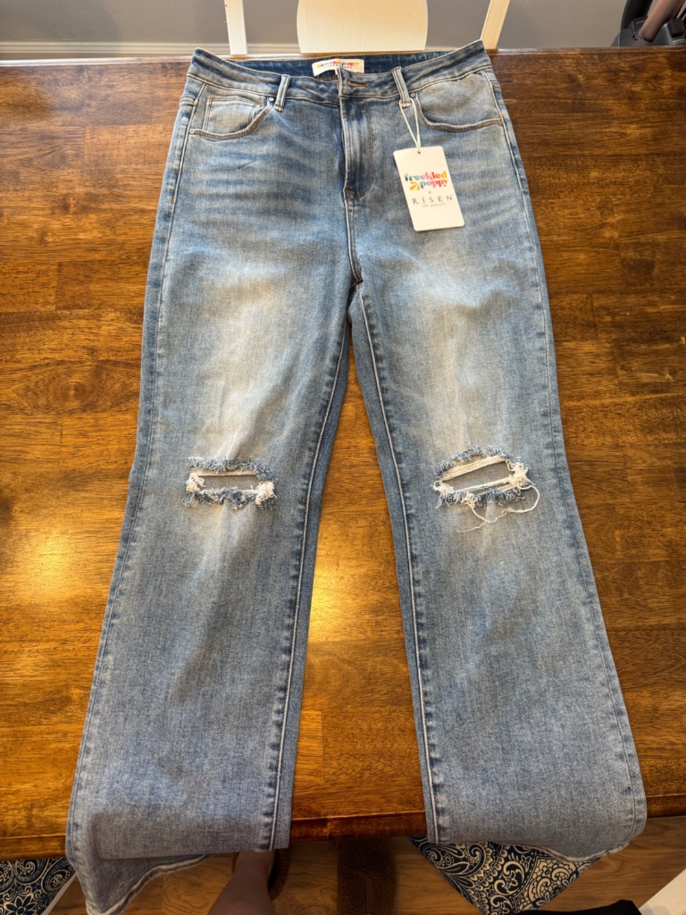 Freckled Poppy Risen straight leg distressed jeans - Picture 2 of 7